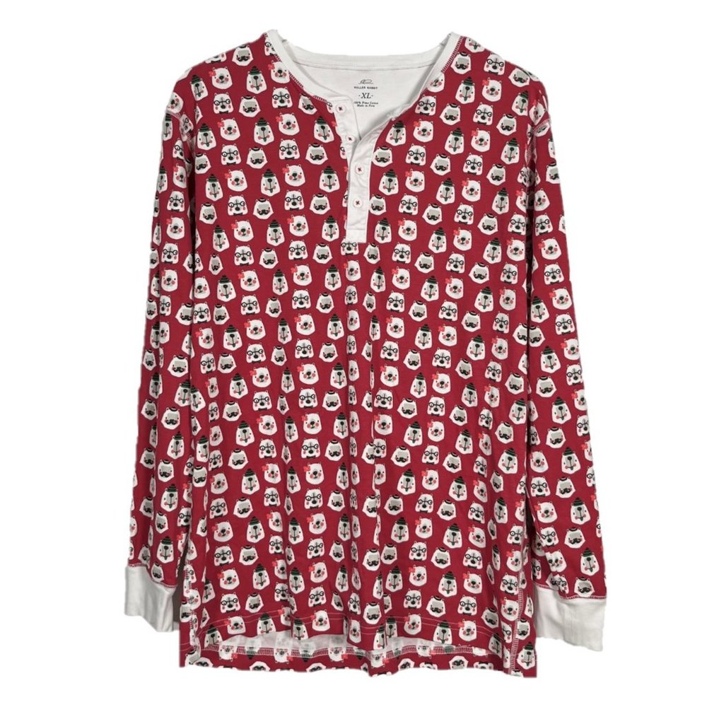 Roller Rabbit Holiday Christmas Bears Pajama Top Size XL